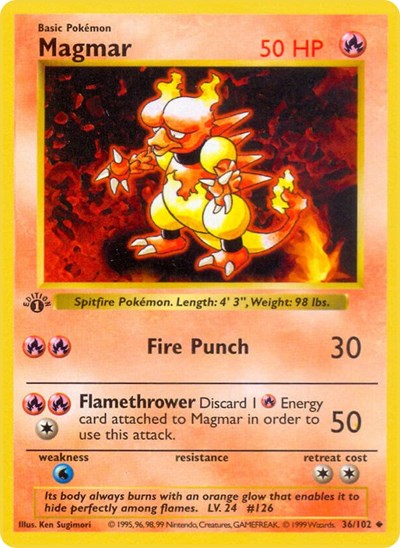 Magmar - 036/102 - Base Set (Shadowless)
