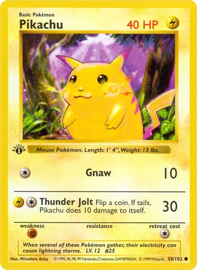 Pikachu - 058/102 - Base Set (Shadowless)