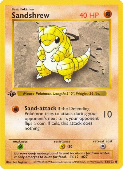 Sandshrew - 062/102 - Base Set (Shadowless)