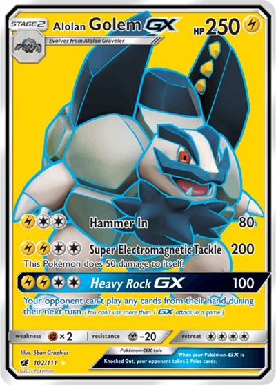 Alolan Golem GX (Full Art) - 102/111 - SM - Crimson Invasion