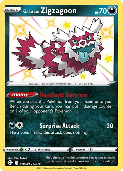 Galarian Zigzagoon - SV078/SV122 - Shining Fates: Shiny Vault