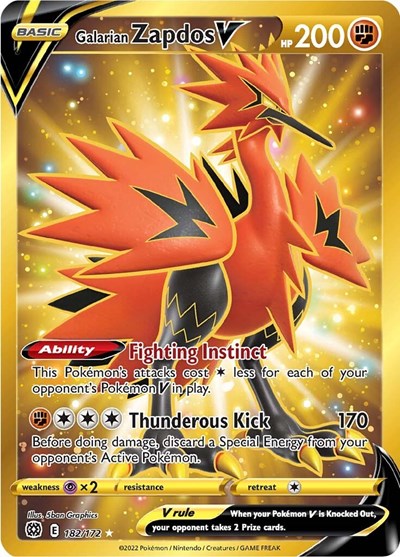Galarian Zapdos V (Secret) - 182/172 - SWSH09: Brilliant Stars