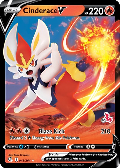 Cinderace V (#60 Cinderace Stamped) - 043/264 - Battle Academy 2022