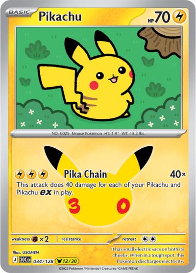 Pikachu - 034/128 - ME: 30th Celebration