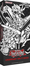 Yugioh trading card game packaging with black and white artwork on a black background