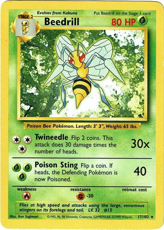 Pokémon trading card featuring Beedrill with green and yellow border