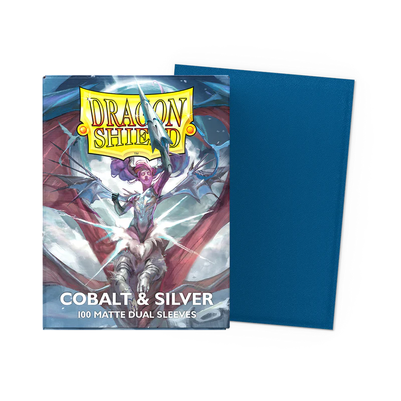 Dragon Shield Dual Matte Sleeves: Cobalt & Silver (100ct)