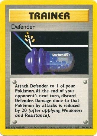 Pokémon trading card with a purple item and text on a yellow border