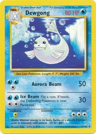 Pokémon trading card featuring Dewgong with blue water background