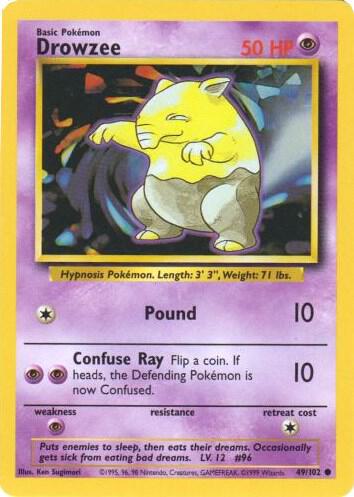 Pokémon trading card featuring Drowzee with yellow border