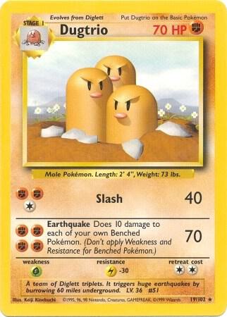 Pokémon trading card featuring Dugtrio with yellow border