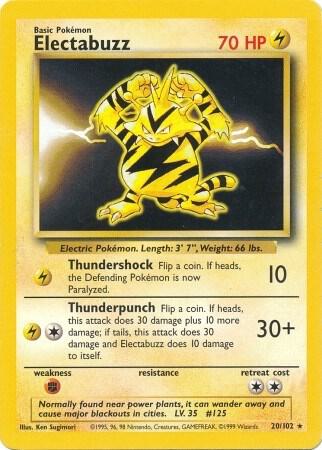 Pokémon trading card featuring Electabuzz with yellow border