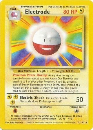 Pokémon trading card featuring Electrode with colorful design