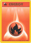 Pokémon energy card with flame design and 'ENERGY' text on a red and yellow border