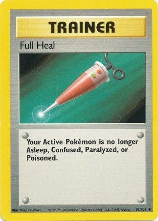 Pokémon trading card featuring a 'Full Heal' trainer item with a syringe illustration.