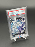 Trading card in a protective case with PSA and Graded logo on a gray background