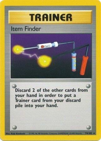 Pokémon Trainer card with Item Finder on a yellow border