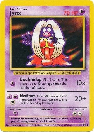Pokémon trading card featuring Jynx with yellow border