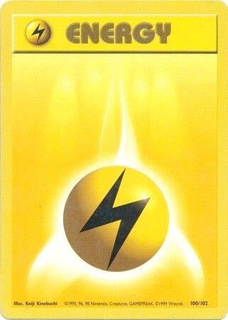 Pokémon trading card with a yellow background and energy symbol