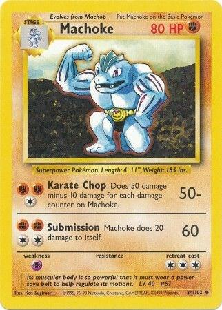 Pokémon trading card featuring Machoke with yellow border