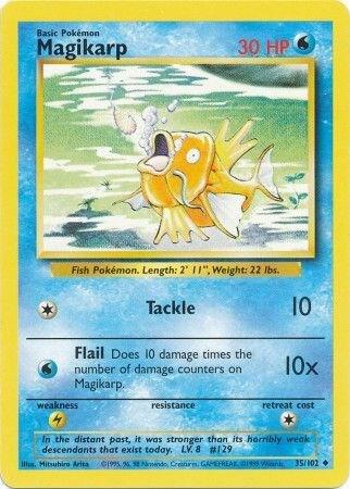 Pokémon trading card featuring Magikarp with game information and artwork.
