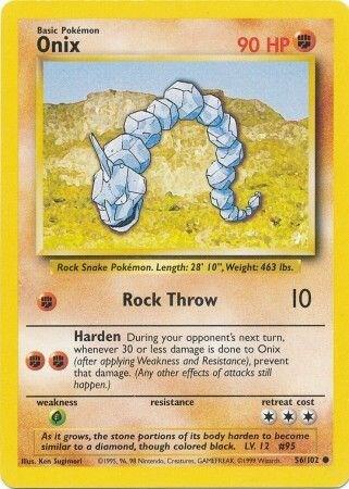 Pokémon trading card featuring Onix with a yellow border