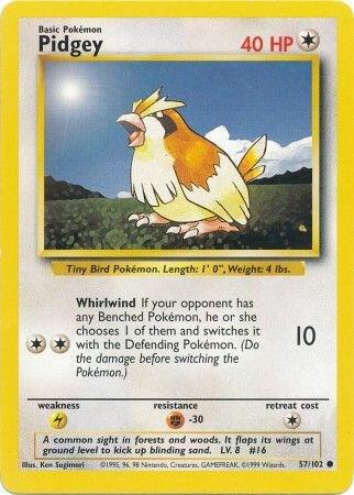 Pokémon trading card featuring Pidgey with yellow border