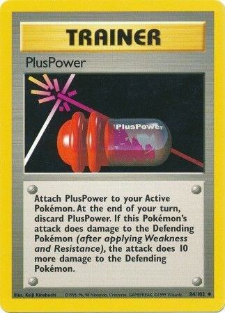 Pokémon trading card featuring a PlusPower trainer item