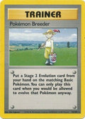 Pokémon trading card featuring a trainer with a 'Pokémon Breeder' role.