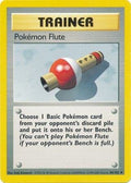 Pokémon trading card featuring a 'Pokémon Flute' trainer card with a yellow border.