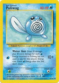 Poliwag trading card from the Pokémon series with blue and yellow border
