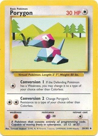 Pokémon trading card featuring Porygon with a yellow border