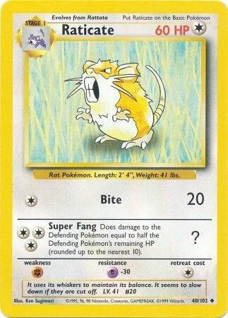 Pokémon trading card featuring Raticate with yellow border