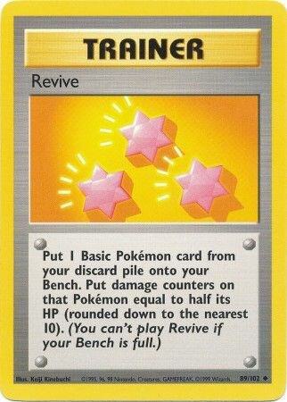 Pokémon trading card featuring a Trainer Revive ability with star graphics.