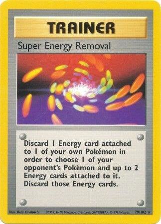 Pokémon trading card featuring 'Super Energy Removal' trainer with energy cards graphic