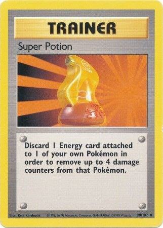 Pokémon trading card featuring a 'Super Potion' trainer card with a Pokémon graphic.