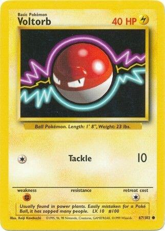 Pokémon trading card featuring Voltorb with yellow border