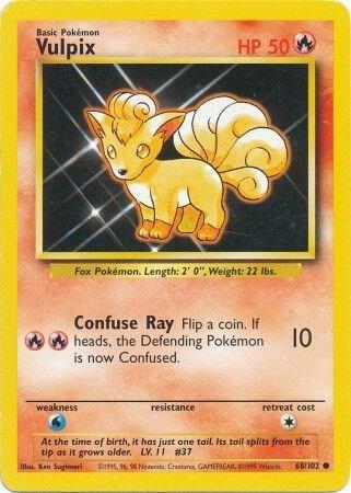 Vulpix Pokémon trading card with character and text details