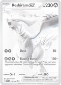 Pokémon trading card featuring Reshiram EX with detailed artwork and text.